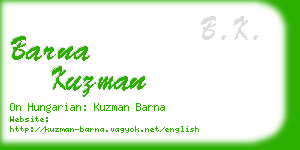 barna kuzman business card